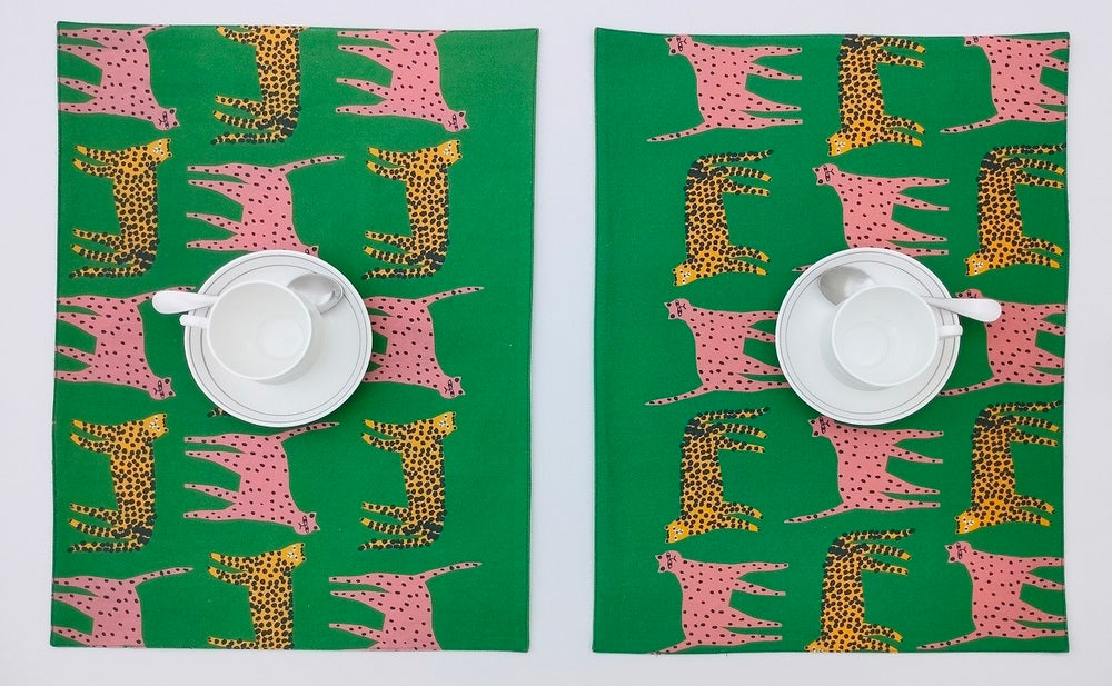 Jungle Rhythm Leopard Placemat Set Pack of 2 Pieces