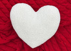 EcruE Luxury Luxurious 100% Pure Cotton Heart-Shaped Valentine's Day Cushion - 14x14 Inches - White with Plush 15 Denier Fiber Filling - Elegant Buckle Fabric & Embroidery | Elegant Home Décor Accent