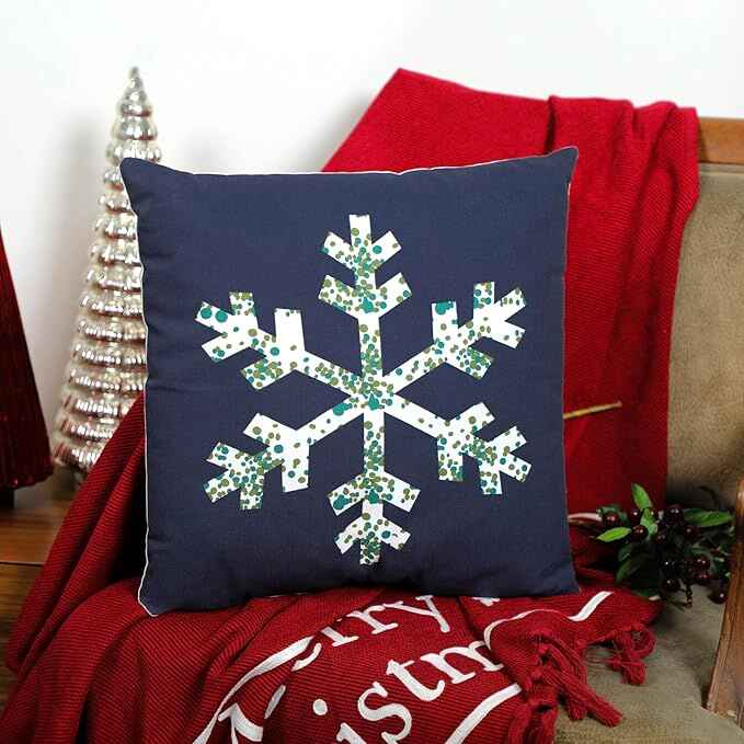 EcruE Luxury Snowflake Printed Cushion (16x16") – Cozy Winter Charm | Elegant Home Décor Accent