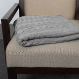 Soft Cable Knit Throw Blanket - 50x60 Inches, Lightweight Acrylic Blend, Cozy & Stylish in Light Grey for Living Room, Bedroom, Sofa, or Travel