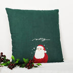 EcruE Luxury Santa Print with Embroidery Cushion – Festive Holiday Accent (16x16") | Elegant Home Décor Accent