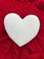 EcruE Luxury Luxurious 100% Pure Cotton Heart-Shaped Valentine's Day Cushion - 14x14 Inches - White with Plush 15 Denier Fiber Filling - Elegant Buckle Fabric & Embroidery | Elegant Home Décor Accent