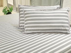 EcruE Luxury Harbour Stripe 180TC Cotton Flat Bed Sheet Set | Elegant Home Décor Accent