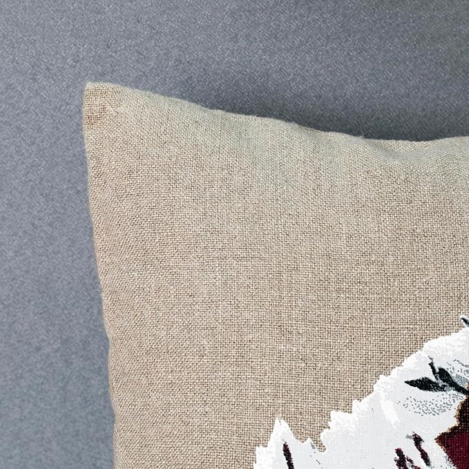 EcruE Luxury Santa Printed Cushion - 18x18 Inches, 10 Lea Linen Fabric, Festive Holiday Decor | Elegant Home Décor Accent
