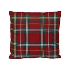 EcruE Luxury December 25" Plaid Embroidered Christmas Pillow, 16x16 Inches | Elegant Home Décor Accent