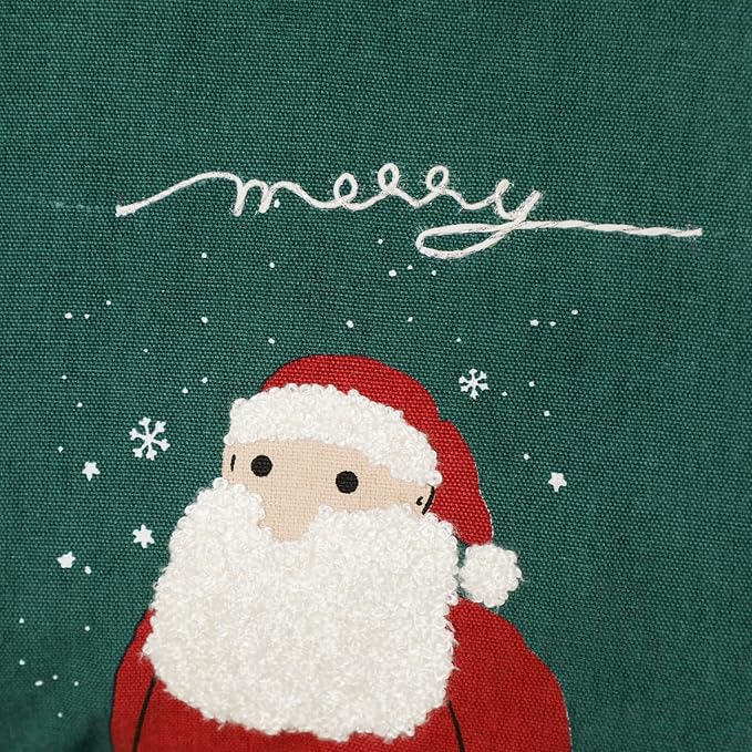 EcruE Luxury Santa Print with Embroidery Cushion – Festive Holiday Accent (16x16") | Elegant Home Décor Accent