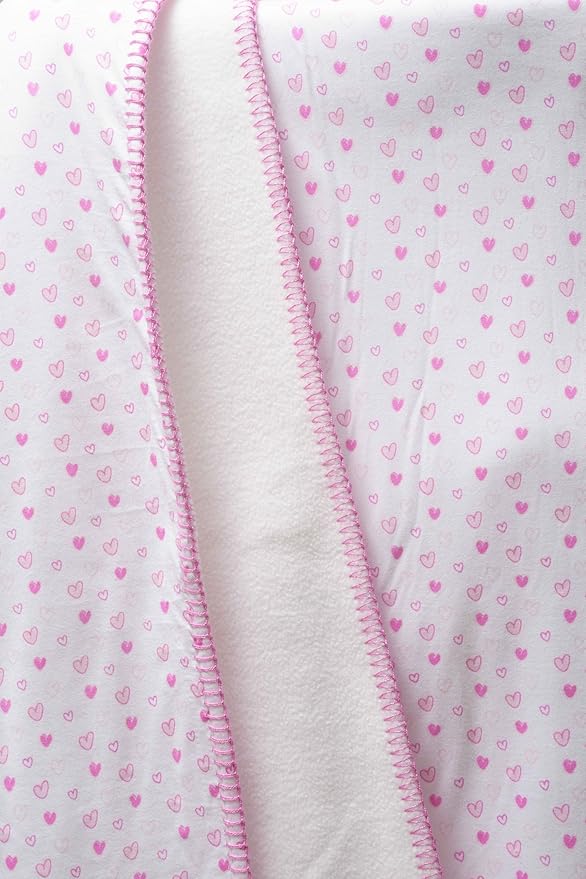 EcruE Luxury Pink Heart Printed Fleece Double Layered Blanket