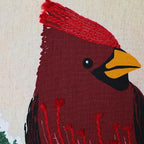 Bird Print with Embroidery Cushion – Elegant Cardinal Design (18x18")
