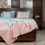 Harvest Woven Waffle Striped Cotton Bed Sheet Set