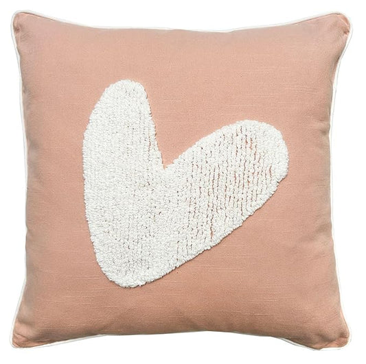 Heart Tufted  18x18'' Valentine  Cushion – Soft Cotton Canvas Throw Pillow with Loop Tufting | Cozy Valentine’s Day Gift for Home Décor, Sofa & Bedroom | Romantic Accent Pillow with Zipper Closure & Plush Fiber Filling