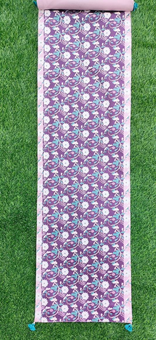 Printed Velvet Table Runner with Tassels