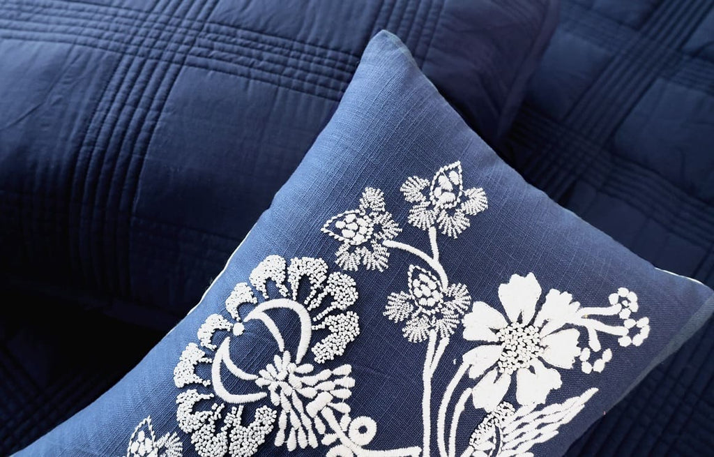 Hand-Beaded And Embroidered Cushion