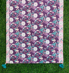 Printed Velvet Table Runner with Tassels