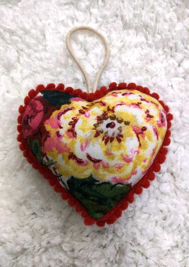 Floral Heart Pillow Hanging Ornament