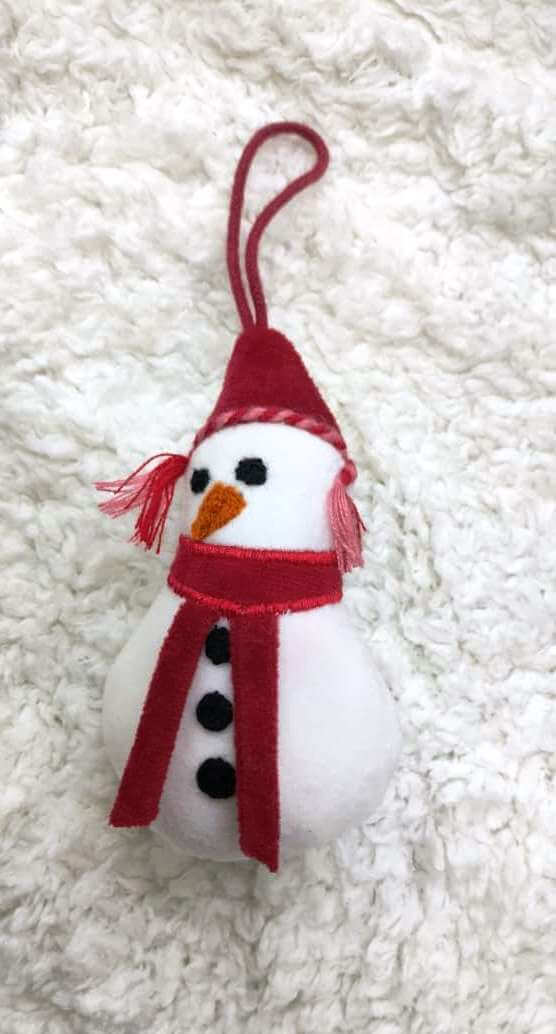 Cozy Velvet Snowman Hanging Ornament