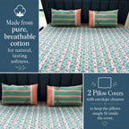 Rosewood Woven Stripe Printed Cotton Flat Bed Sheet Set