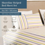Shoreline Woven Cotton Striped Flat Bed Sheet Set