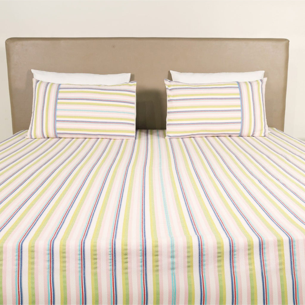 Shoreline Woven Cotton Striped Flat Bed Sheet Set