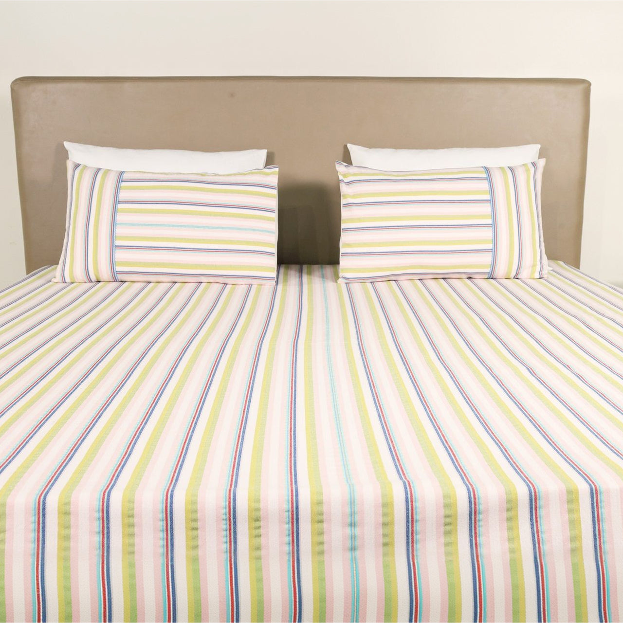 Shoreline Woven Cotton Striped Flat Bed Sheet Set