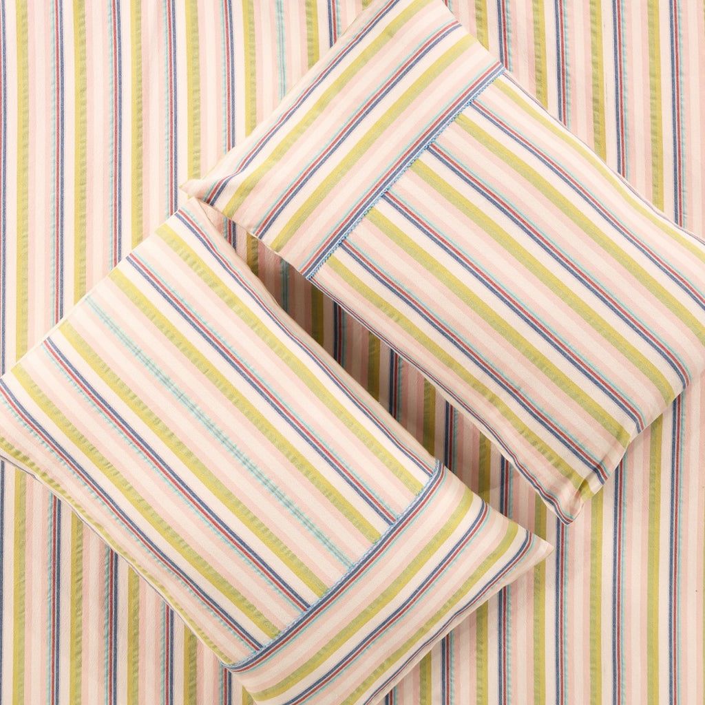 Shoreline Woven Cotton Striped Flat Bed Sheet Set