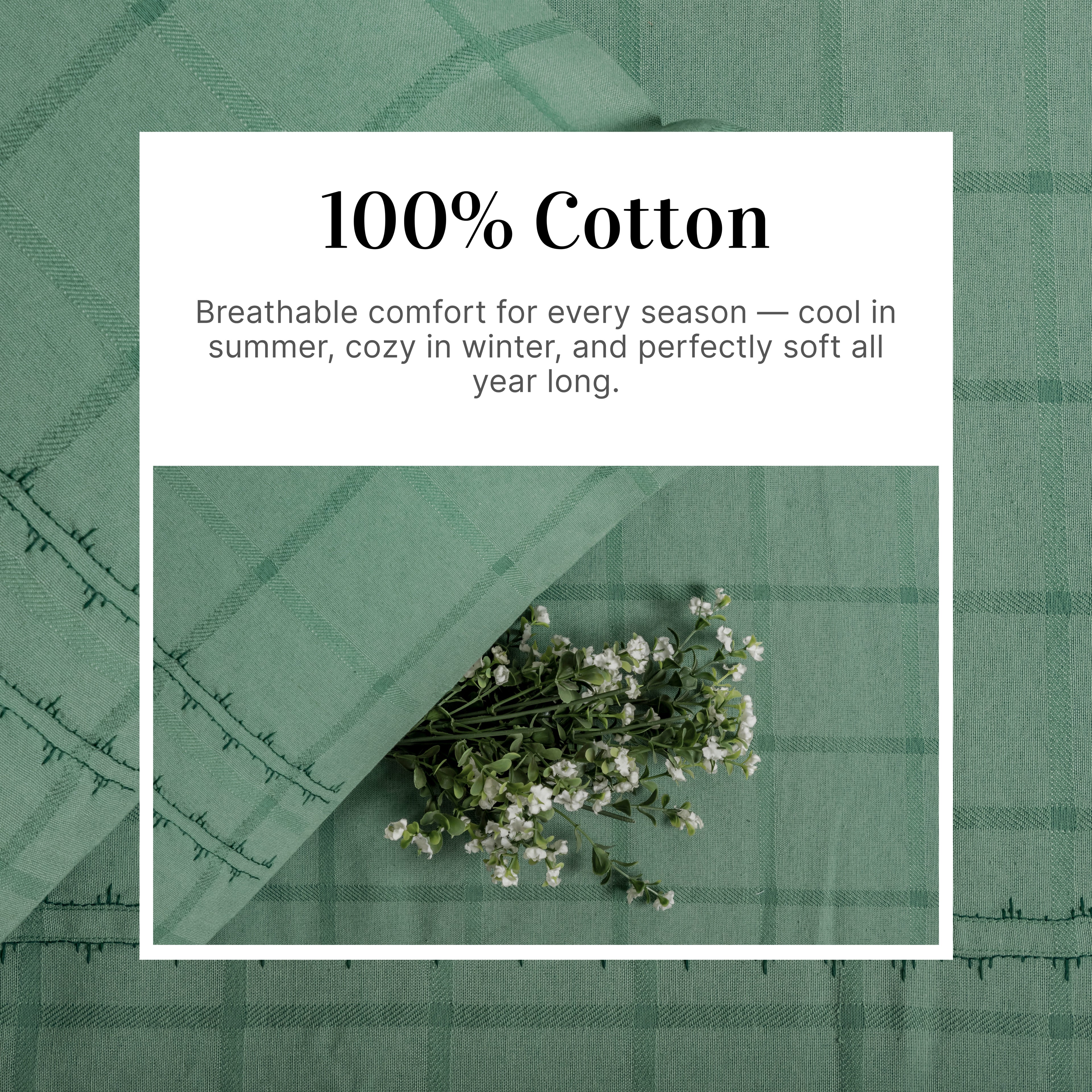EcruE Luxury Yarn-Dyed Woven Checked Bed Sheet Set – 100% Cotton, Soft, Breathable & Durable