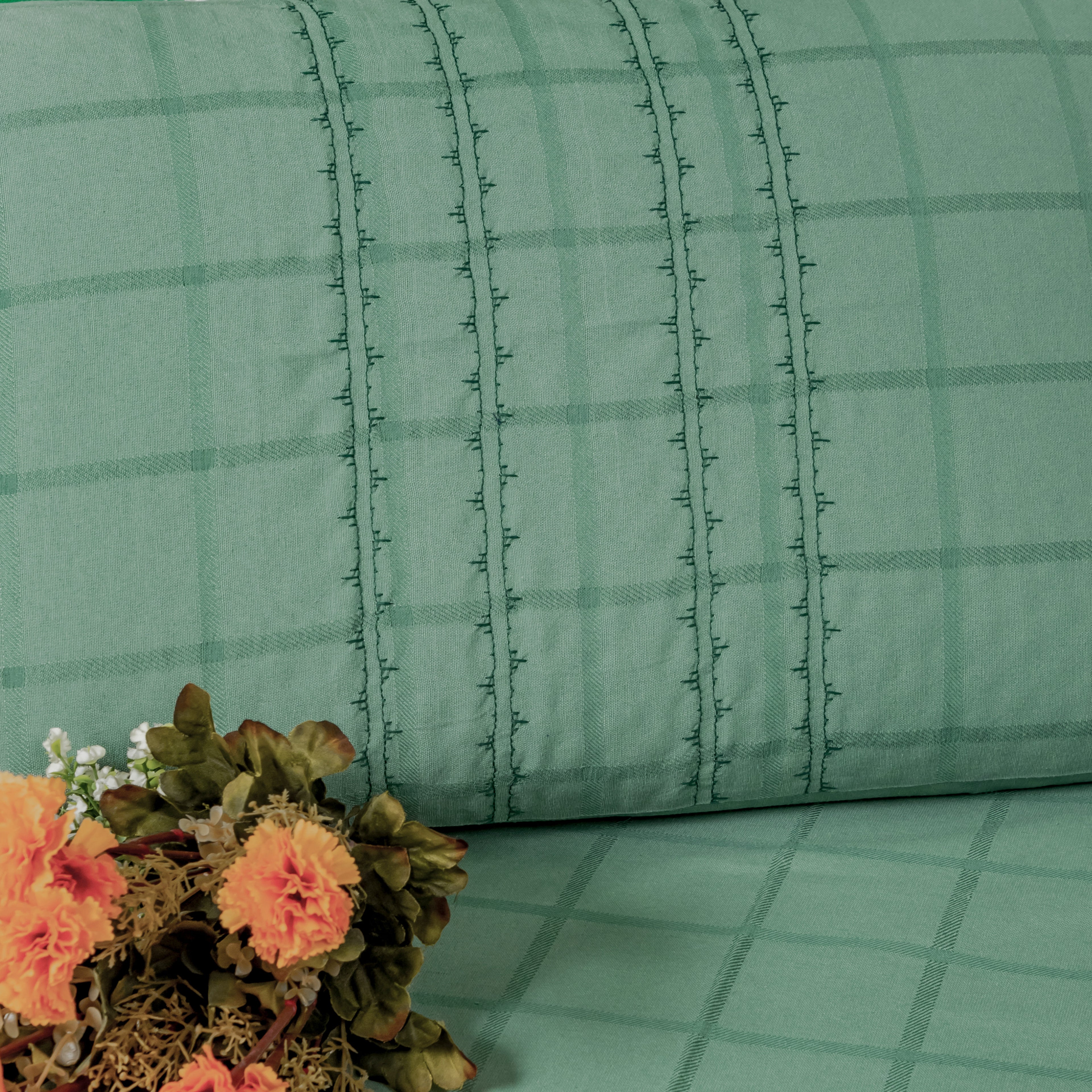 EcruE Luxury Yarn-Dyed Woven Checked Bed Sheet Set – 100% Cotton, Soft, Breathable & Durable