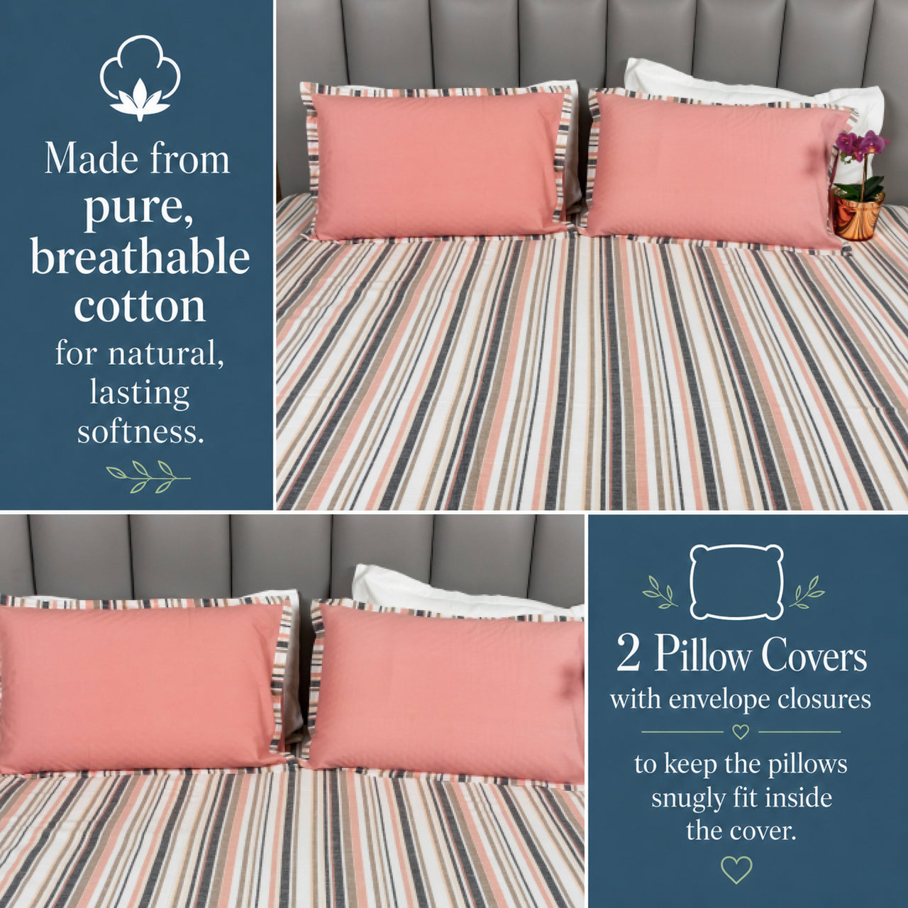 Luxury Cotton Woven Stripe Bed Sheet Set