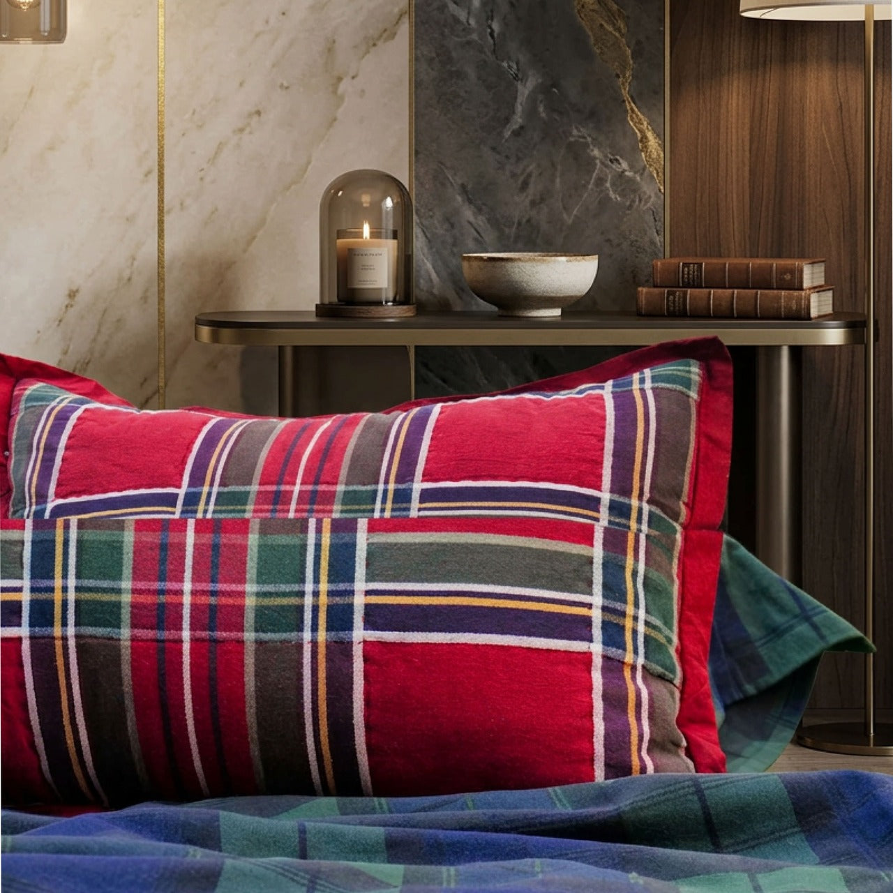 EcruE Premium Woven Cotton Plaid Bed Sheet Set – 100% Cotton, Soft, Breathable & Durable