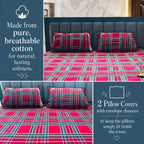 EcruE Premium Woven Cotton Plaid Bed Sheet Set – 100% Cotton, Soft, Breathable & Durable