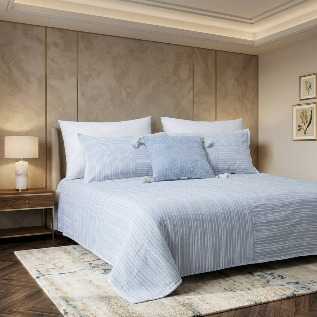 Luxury Woven Cotton/Poly Stripe Bed Sheet Set
