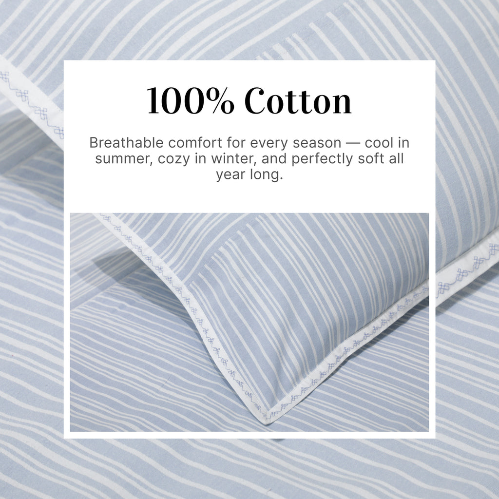 Luxury Woven Cotton/Poly Stripe Bed Sheet Set
