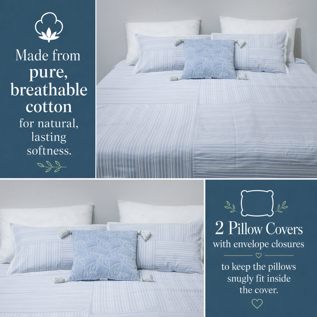 Luxury Woven Cotton/Poly Stripe Bed Sheet Set