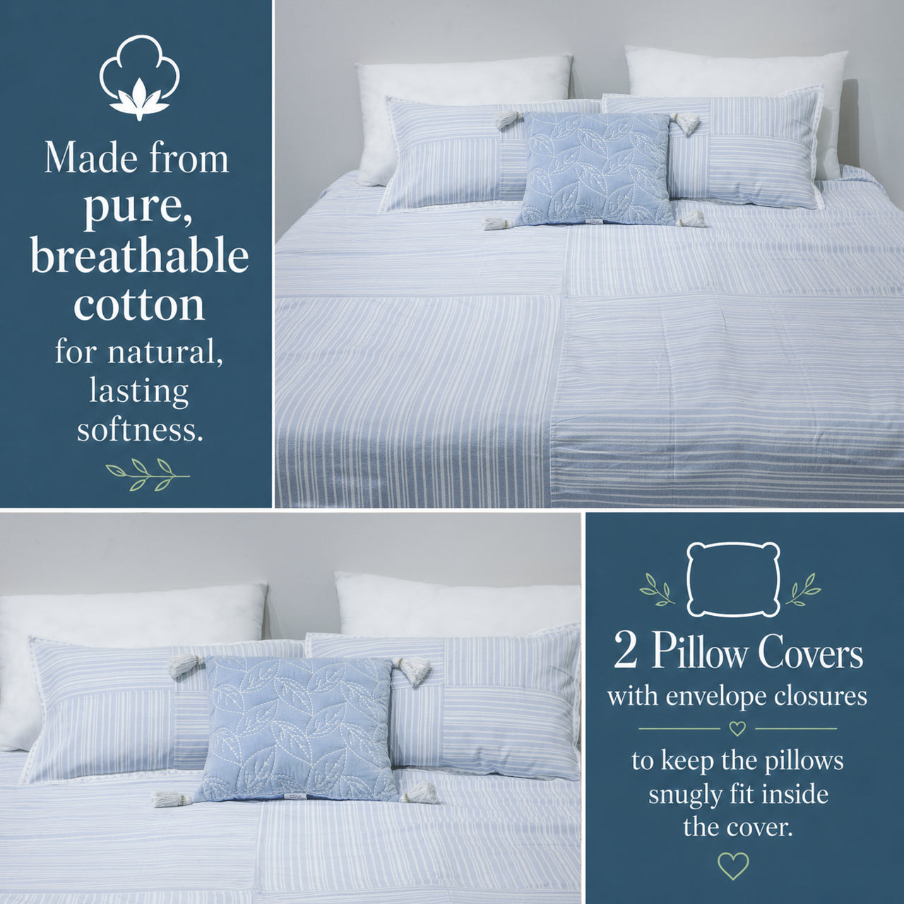 Luxury Woven Cotton/Poly Stripe Bed Sheet Set