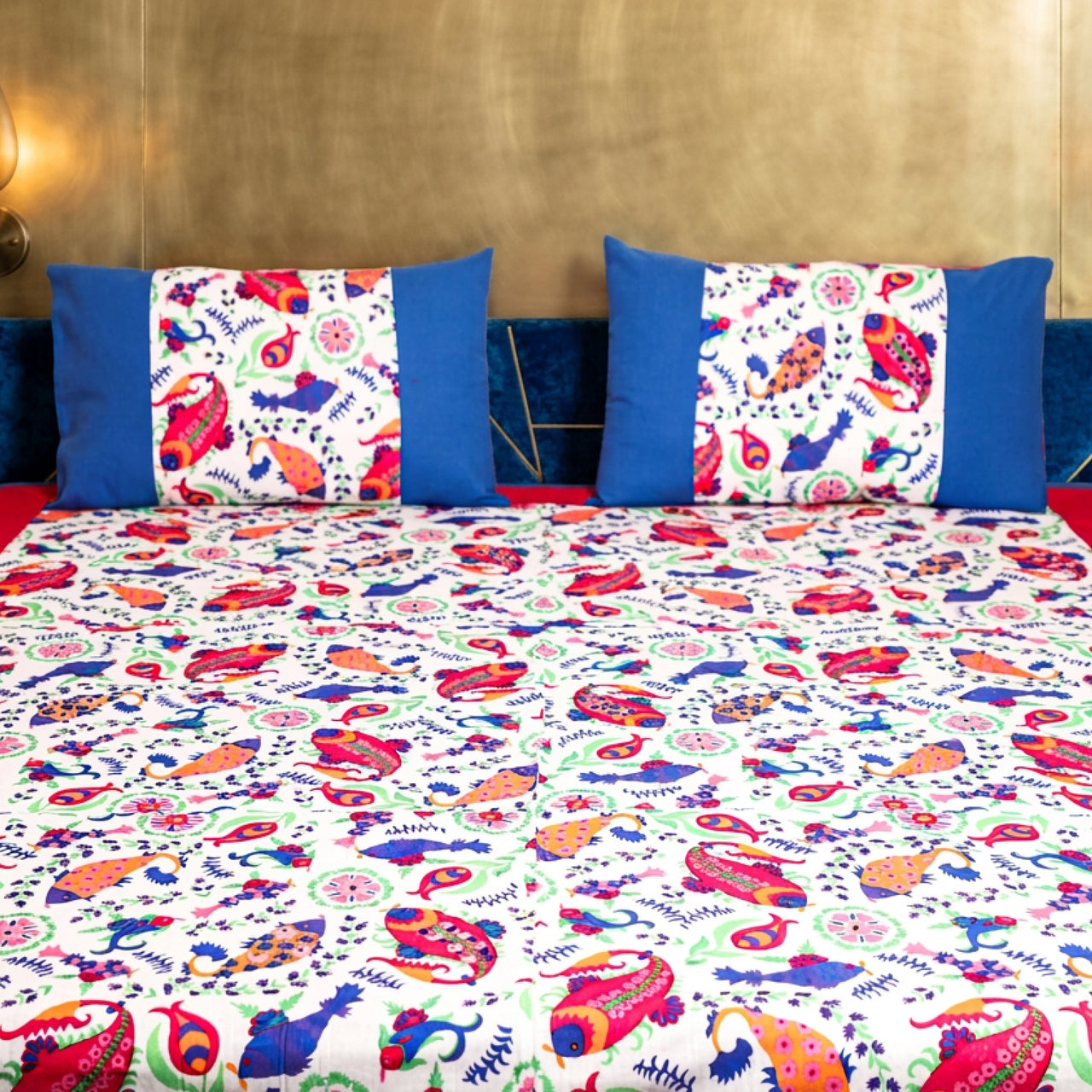 EcruE Premium Abstract Motif Printed 100% Cotton Bed Sheet Set – Soft, Breathable & Comfortable