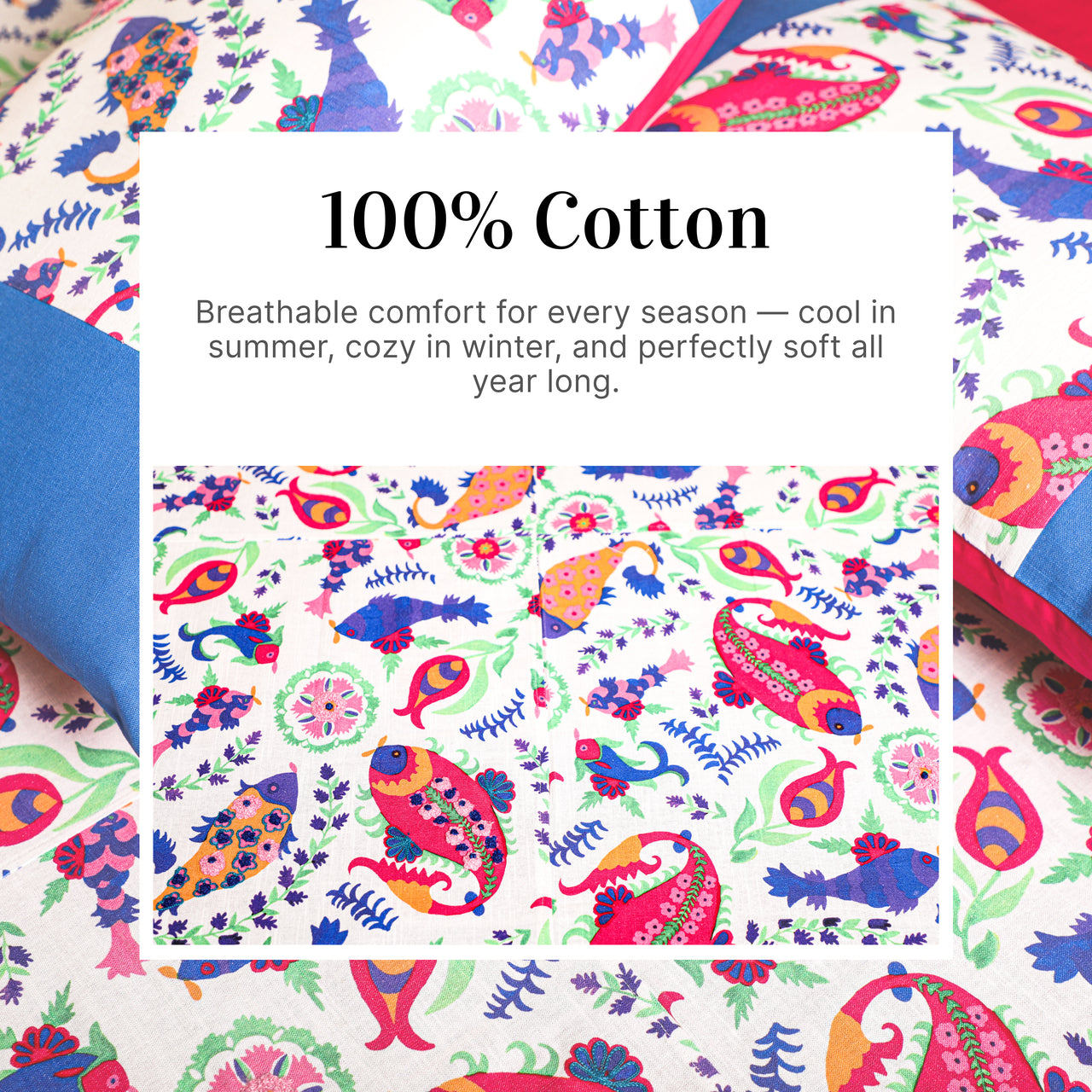 EcruE Premium Abstract Motif Printed 100% Cotton Bed Sheet Set – Soft, Breathable & Comfortable