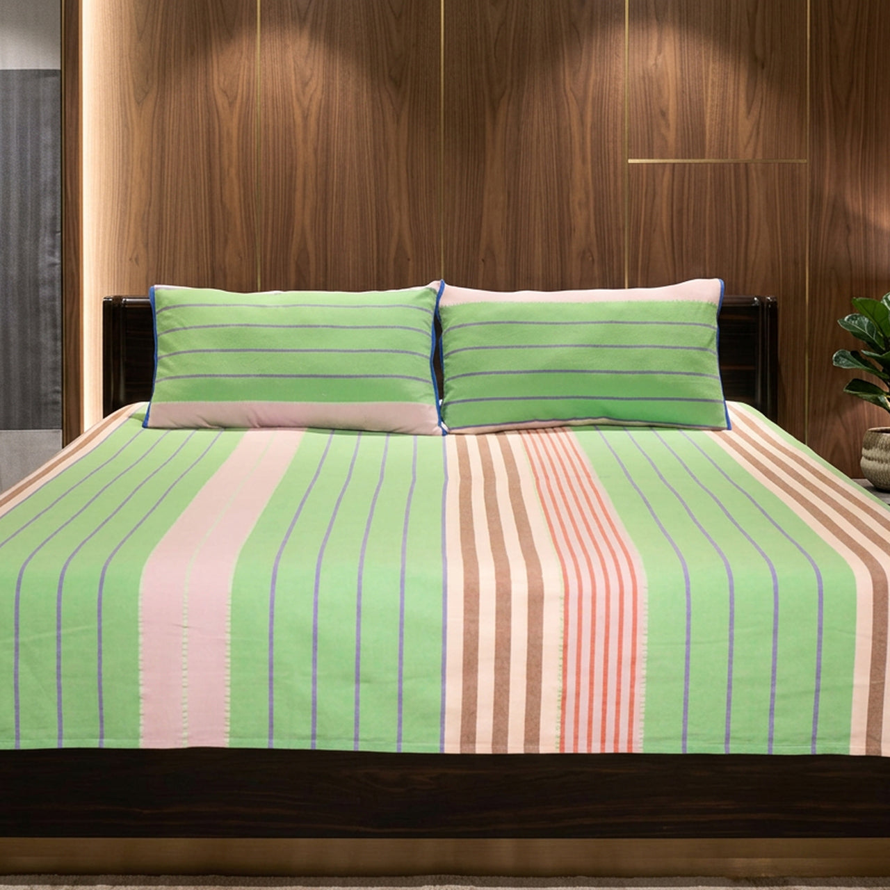 Luxury Woven Cotton Striped Textured Bed Sheet Set