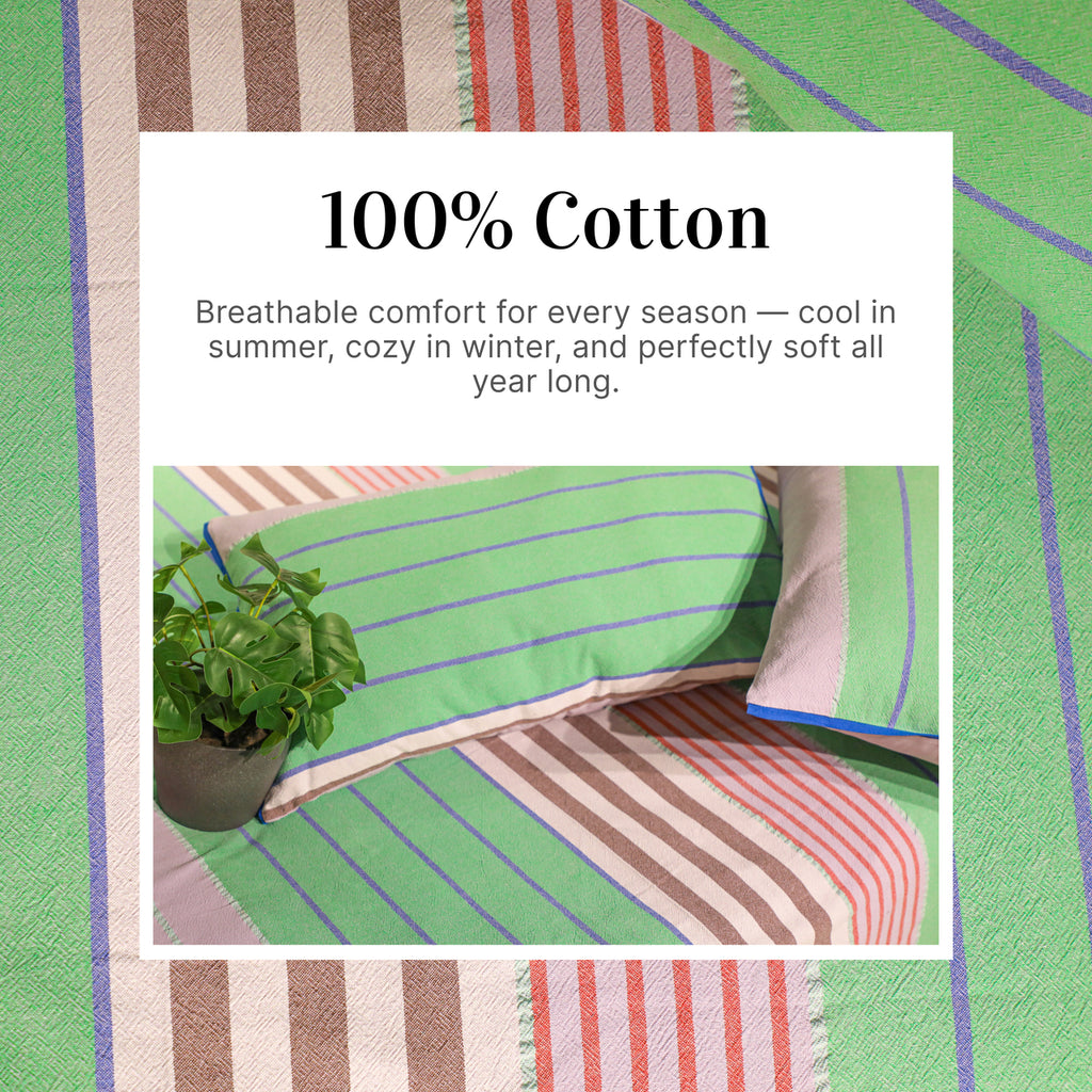Luxury Woven Cotton Striped Textured Bed Sheet Set