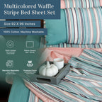 Harvest Woven Waffle Striped Cotton Bed Sheet Set