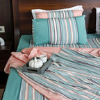 Harvest Woven Waffle Striped Cotton Bed Sheet Set