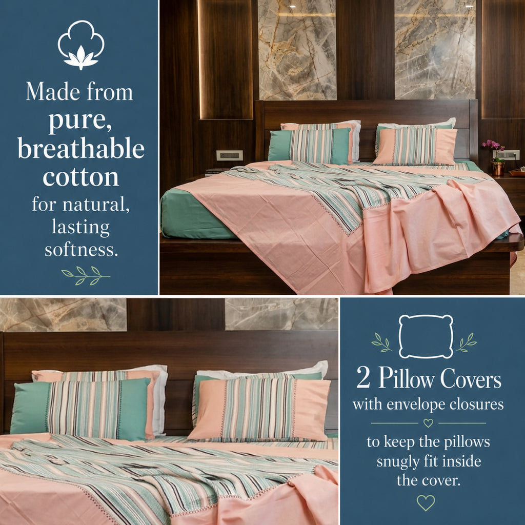 Harvest Woven Waffle Striped Cotton Bed Sheet Set