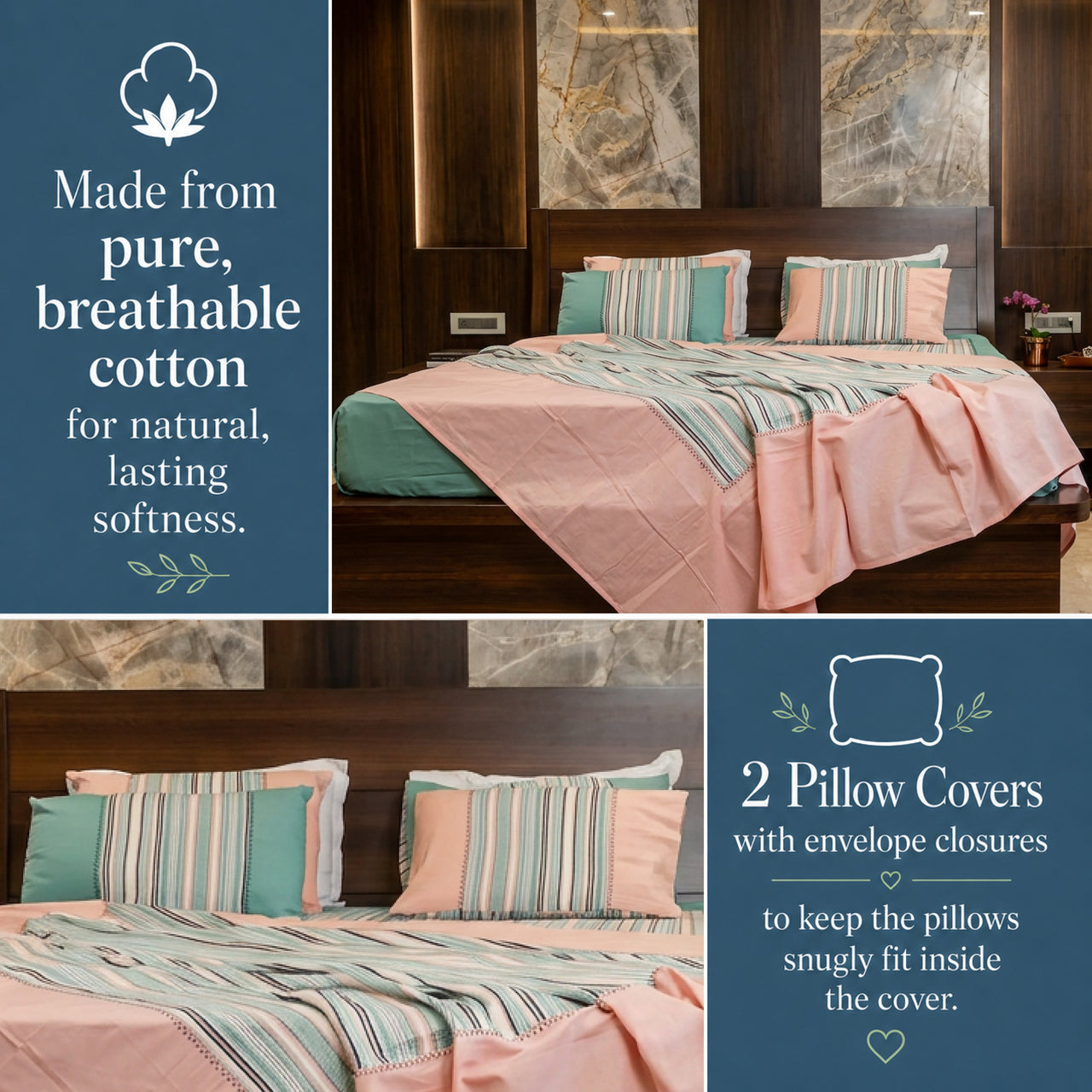 Harvest Woven Waffle Striped Cotton Bed Sheet Set