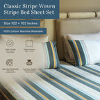 Luxurious Yarn-Dyed Woven Stripe Cotton Bed Sheet Set