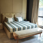 Luxurious Yarn-Dyed Woven Stripe Cotton Bed Sheet Set