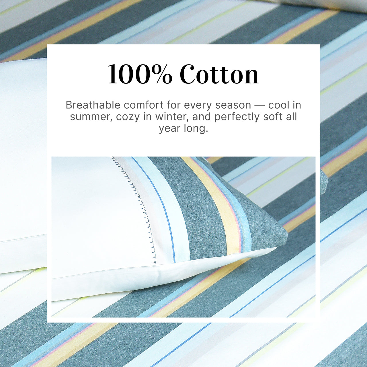 Luxurious Yarn-Dyed Woven Stripe Cotton Bed Sheet Set