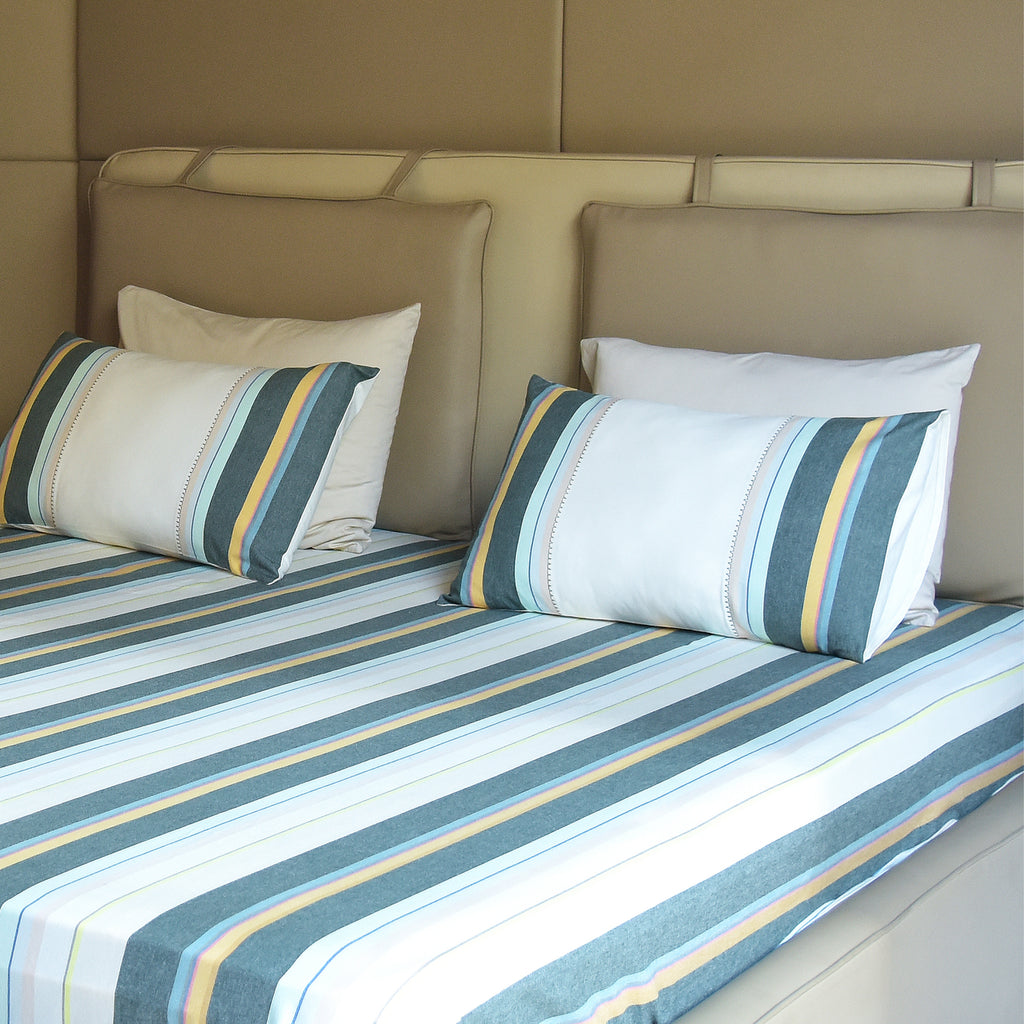 Luxurious Yarn-Dyed Woven Stripe Cotton Bed Sheet Set