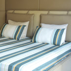 Luxurious Yarn-Dyed Woven Stripe Cotton Bed Sheet Set