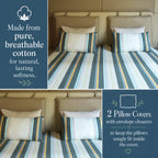 Luxurious Yarn-Dyed Woven Stripe Cotton Bed Sheet Set