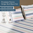 Premium Woven Cotton Stripe Flat Bed Sheet Set