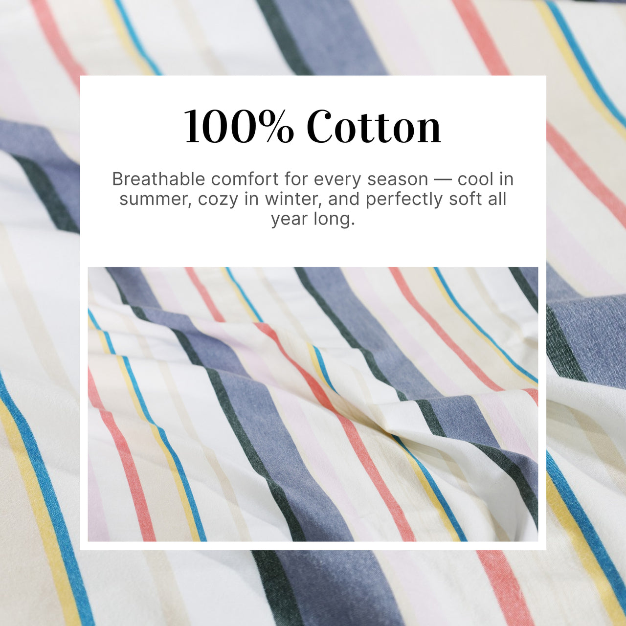 Premium Woven Cotton Stripe Flat Bed Sheet Set