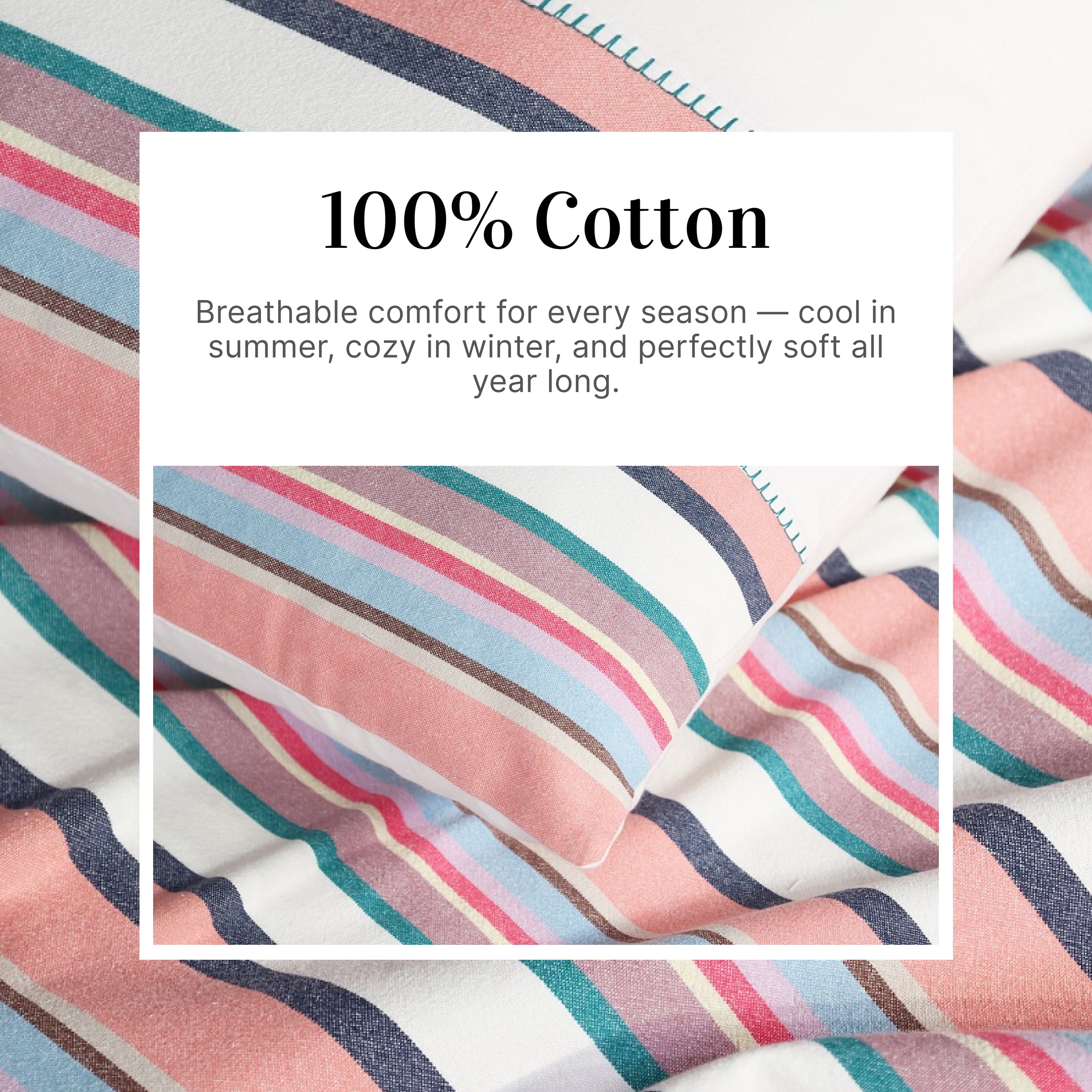 Prism Woven Stripe Cotton Flat Bed Sheet Set